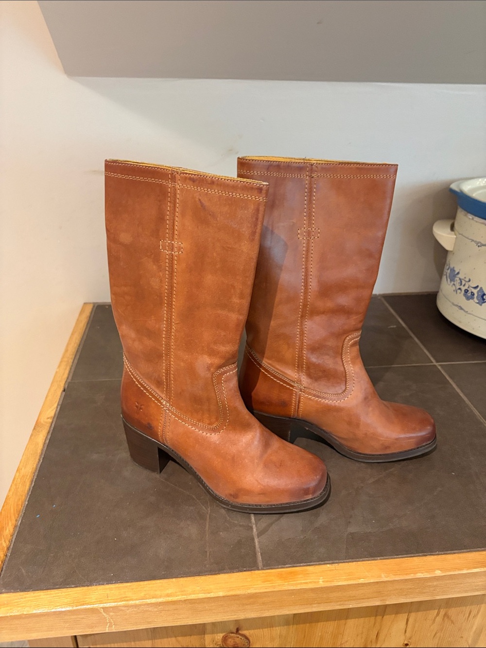 Women's Brown Leather Mid-Calf Boots